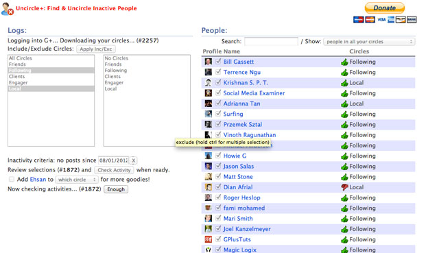 uncircle Uncircle inactive Google+ Users
